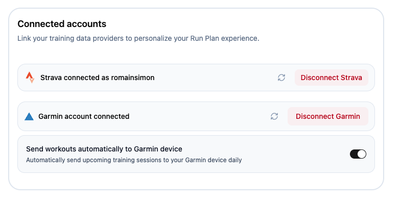 Strava and Garmin Account Integration